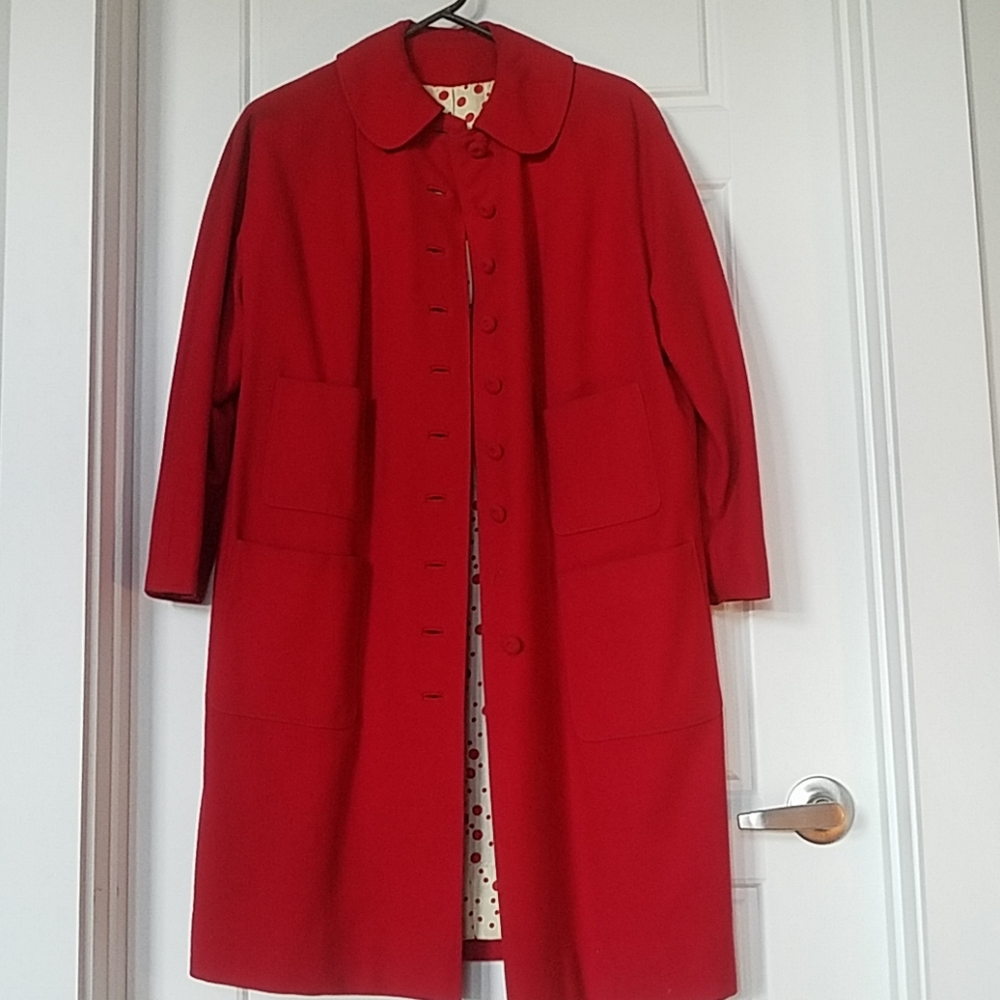 Vintage 1940's-50s Red pea coat